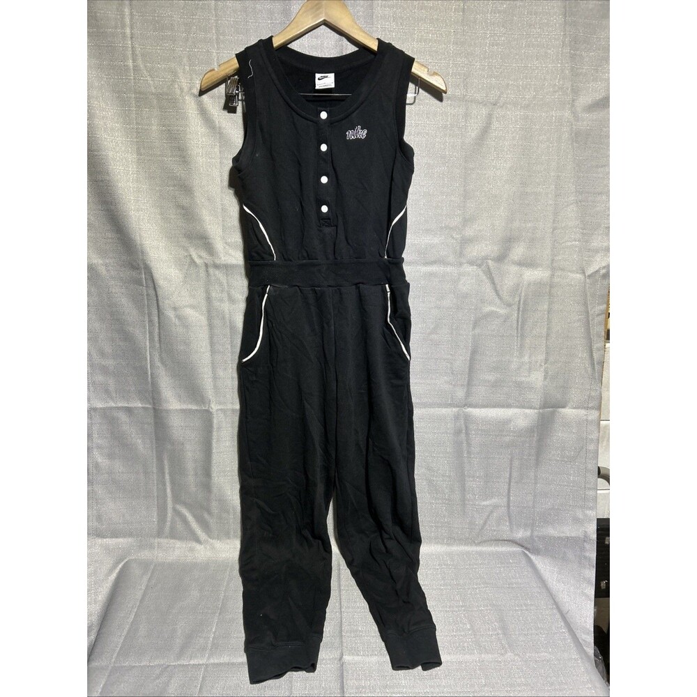 Nike Girls Large Black Sleeveless Jumpsuit One Piece Y2K Athleisure Track Romper